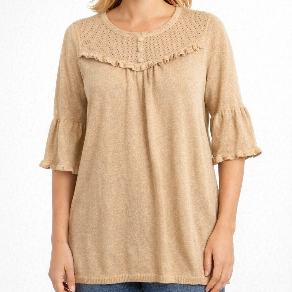 ELLE Gold Sparkles Long Scoopneck Sweater